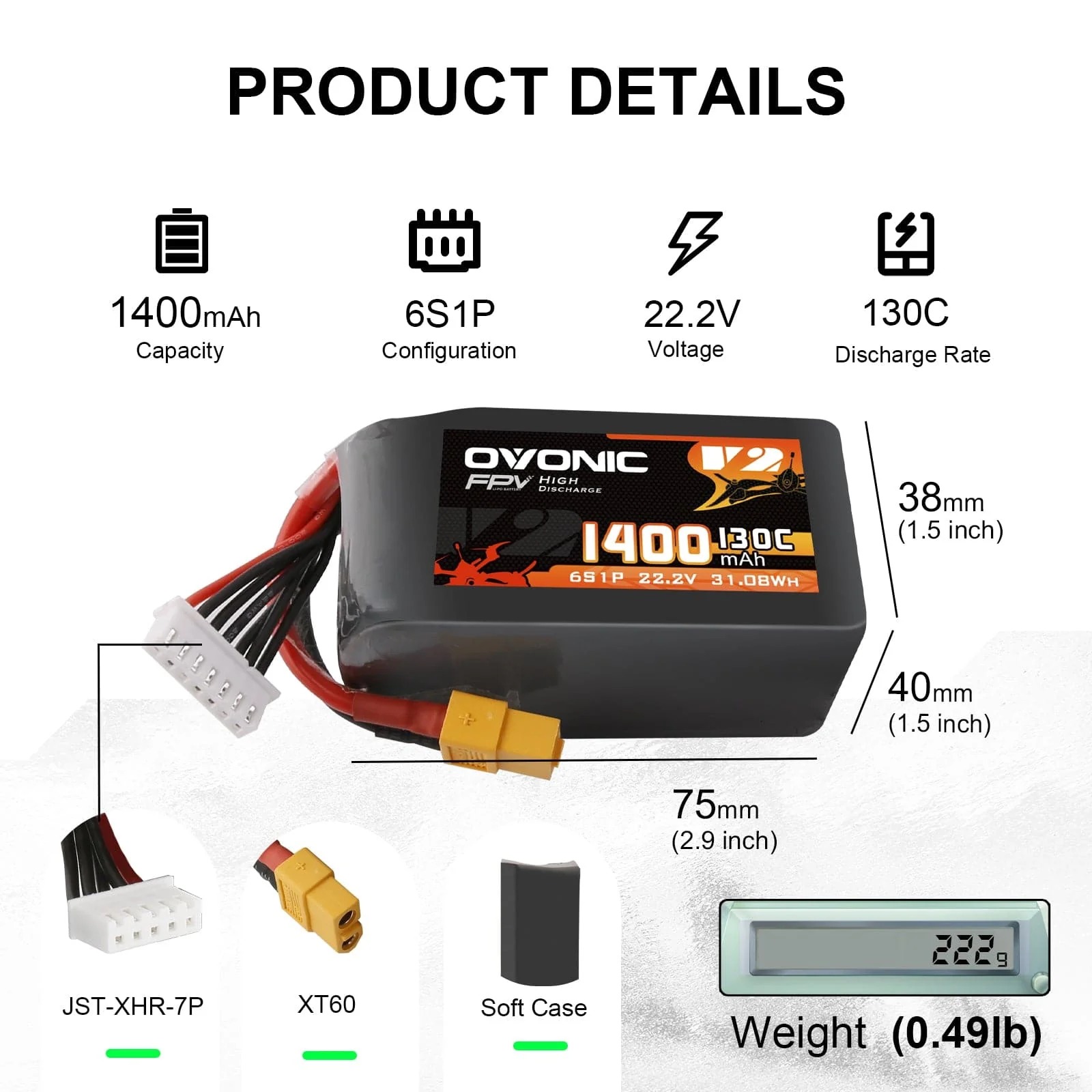 Drone Battery Bag - Pack de batteries LiPo Ovonic 6S